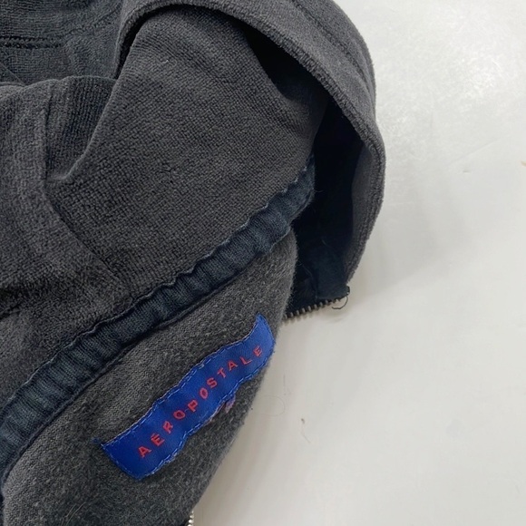 Aeropostale black velour zip up jacket with hood - Picture 3 of 5
